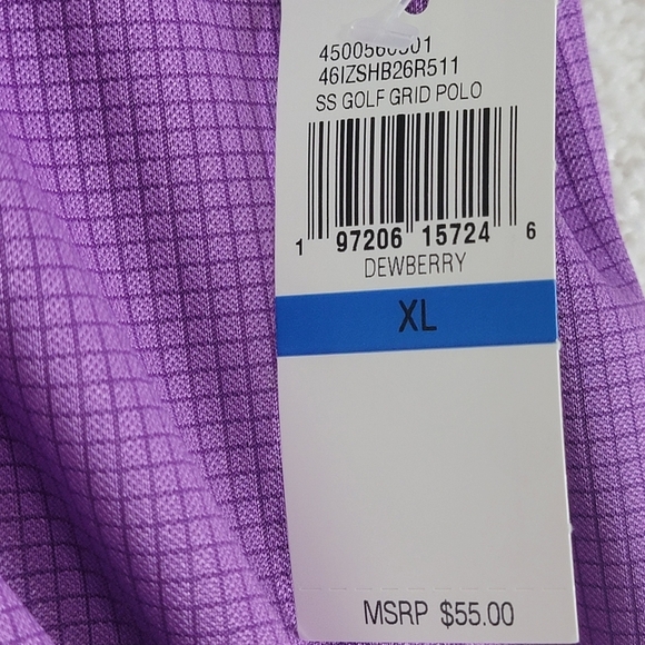 IZOD NEW Golf Pro Tech Grid Polo Shirt Mens XL Purple Short Sleeve Quick Dry - Picture 13 of 15